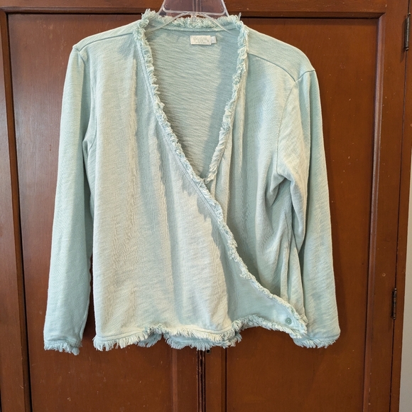 Spartina 449 Clara Convertible Light Green Cardigan - Picture 4 of 7
